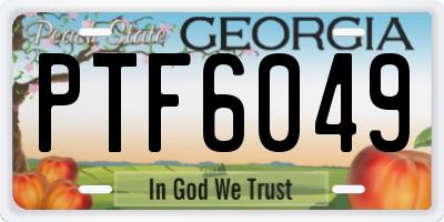 GA license plate PTF6049