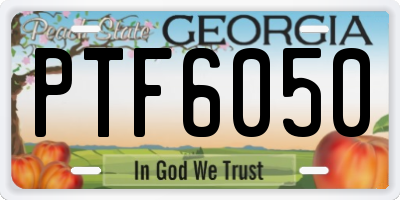 GA license plate PTF6050