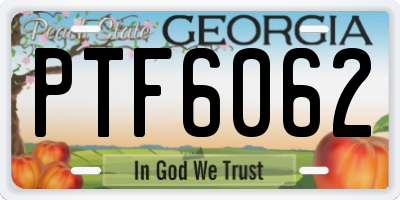 GA license plate PTF6062