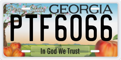 GA license plate PTF6066