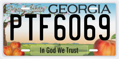 GA license plate PTF6069
