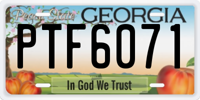 GA license plate PTF6071