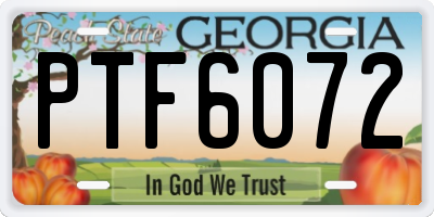 GA license plate PTF6072