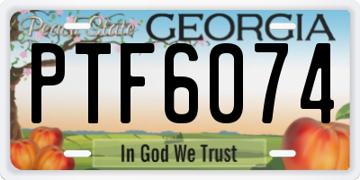 GA license plate PTF6074