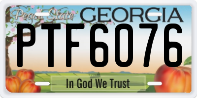 GA license plate PTF6076