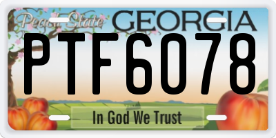 GA license plate PTF6078
