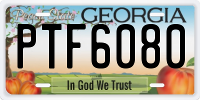 GA license plate PTF6080