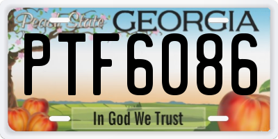 GA license plate PTF6086
