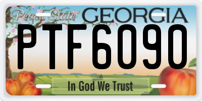 GA license plate PTF6090