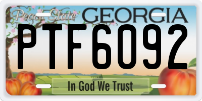 GA license plate PTF6092