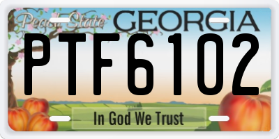 GA license plate PTF6102