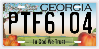 GA license plate PTF6104