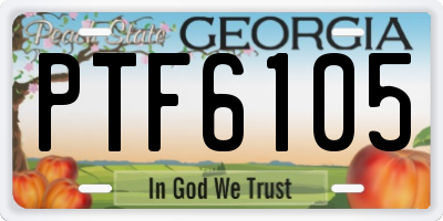 GA license plate PTF6105
