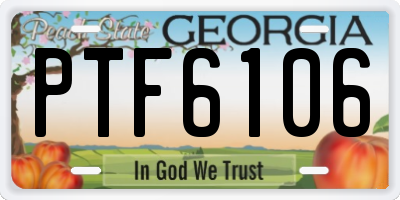 GA license plate PTF6106