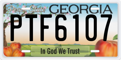 GA license plate PTF6107