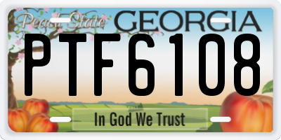 GA license plate PTF6108