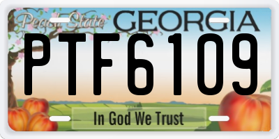 GA license plate PTF6109
