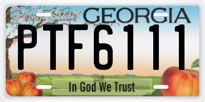 GA license plate PTF6111