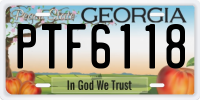 GA license plate PTF6118