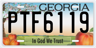 GA license plate PTF6119