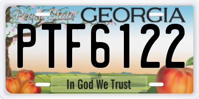 GA license plate PTF6122