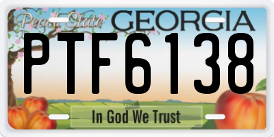 GA license plate PTF6138