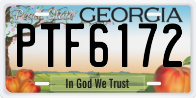 GA license plate PTF6172