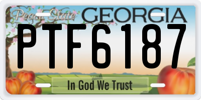 GA license plate PTF6187