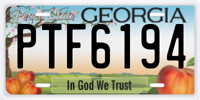 GA license plate PTF6194