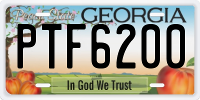 GA license plate PTF6200