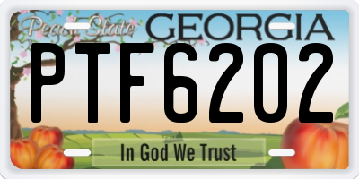 GA license plate PTF6202