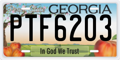 GA license plate PTF6203