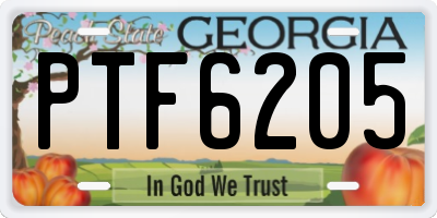 GA license plate PTF6205