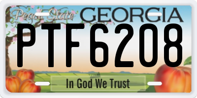 GA license plate PTF6208