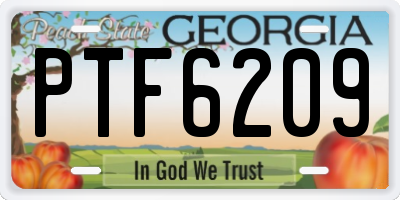 GA license plate PTF6209