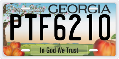 GA license plate PTF6210