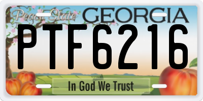GA license plate PTF6216