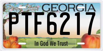 GA license plate PTF6217