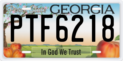 GA license plate PTF6218