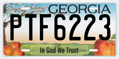 GA license plate PTF6223