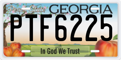 GA license plate PTF6225