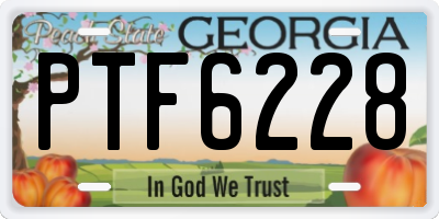 GA license plate PTF6228