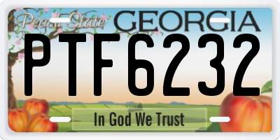 GA license plate PTF6232