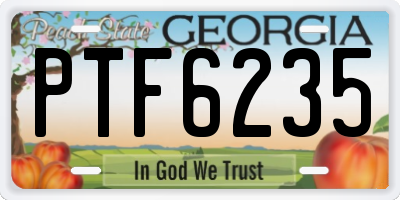 GA license plate PTF6235