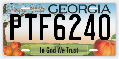GA license plate PTF6240