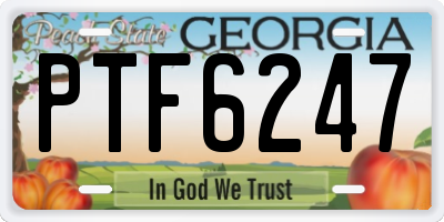 GA license plate PTF6247