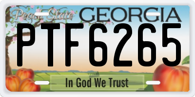 GA license plate PTF6265