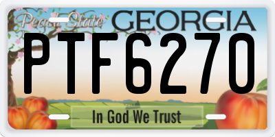 GA license plate PTF6270
