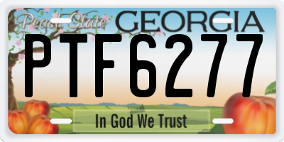 GA license plate PTF6277