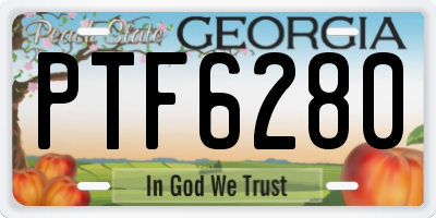GA license plate PTF6280